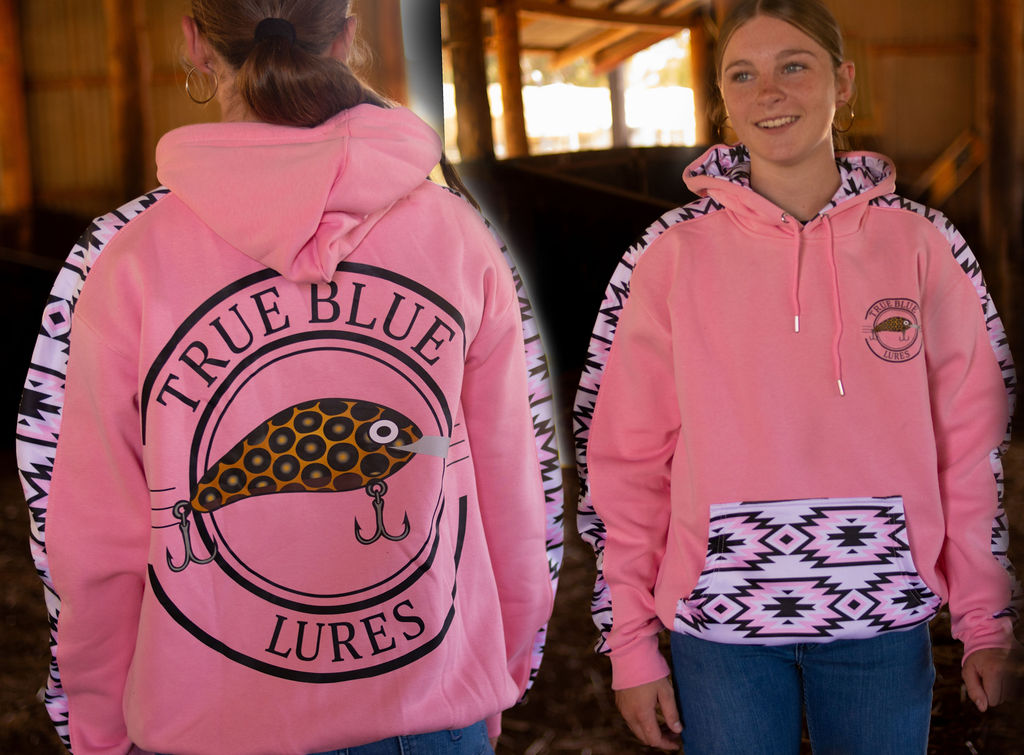 TRUE BLUE LURES HOODIES - PINK AZTEC