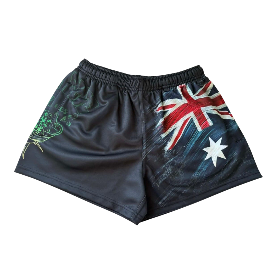 TRUE BLUE LURES FOOTY SHORT WITH ZIP POCKETS - AUSSIE COD
