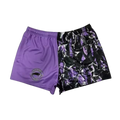 TRUE BLUE LURES FOOTY SHORT WITH ZIP POCKETS - PURPLE CAMO
