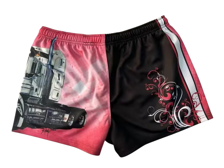 TRUE BLUE LURES FOOTY SHORT WITH ZIP POCKETS - PINK 909