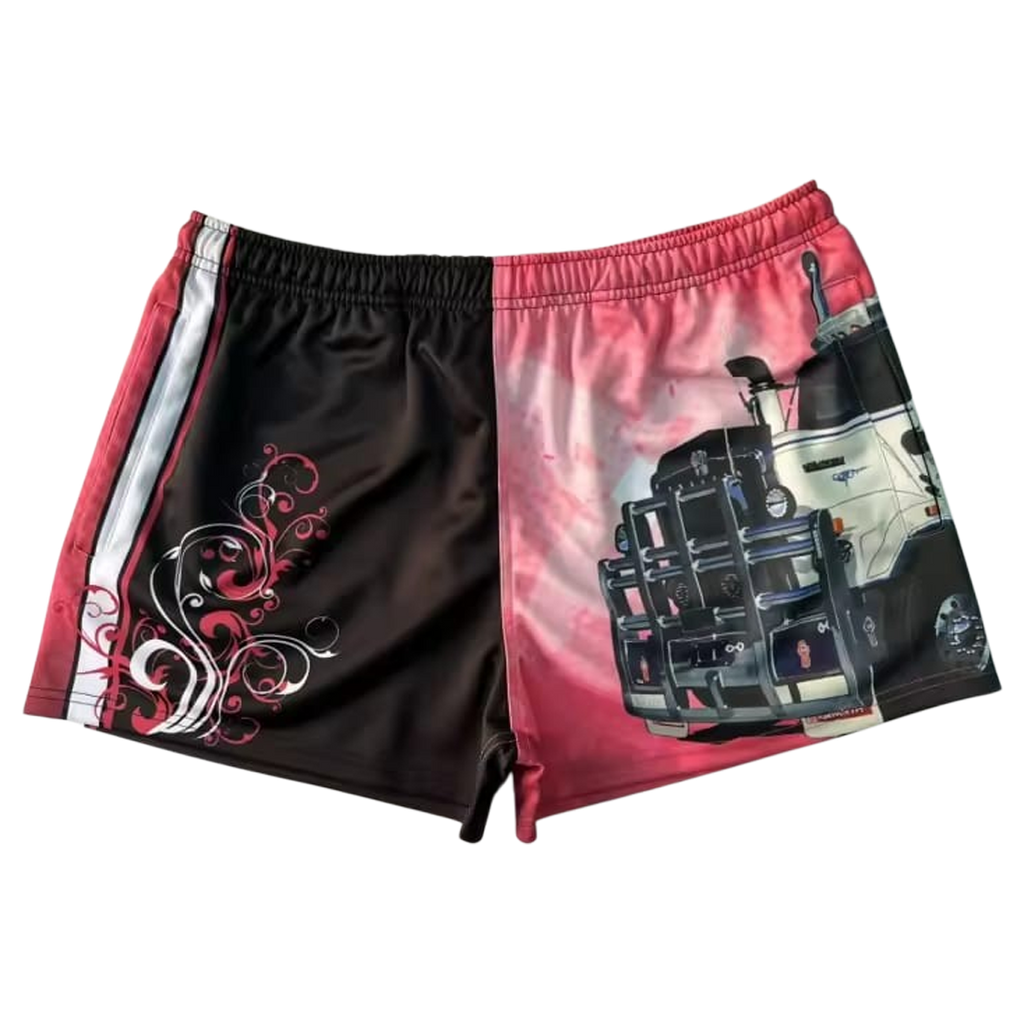 TRUE BLUE LURES FOOTY SHORT WITH ZIP POCKETS - PINK 909
