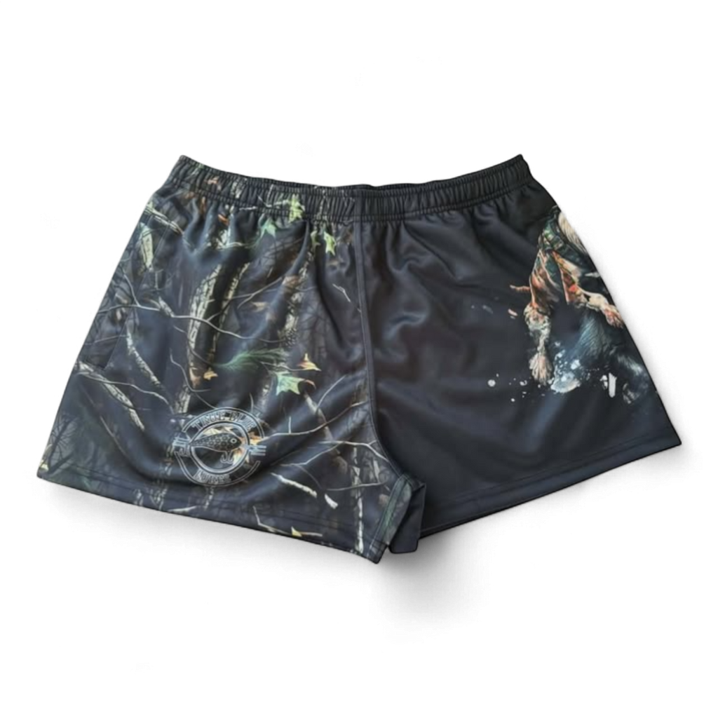 TRUE BLUE LURES FOOTY SHORT WITH ZIP POCKETS - BUSH PIG
