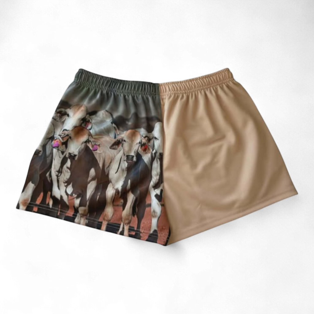 TRUE BLUE LURES FOOTY SHORT WITH ZIP POCKETS - BRAHAM COW