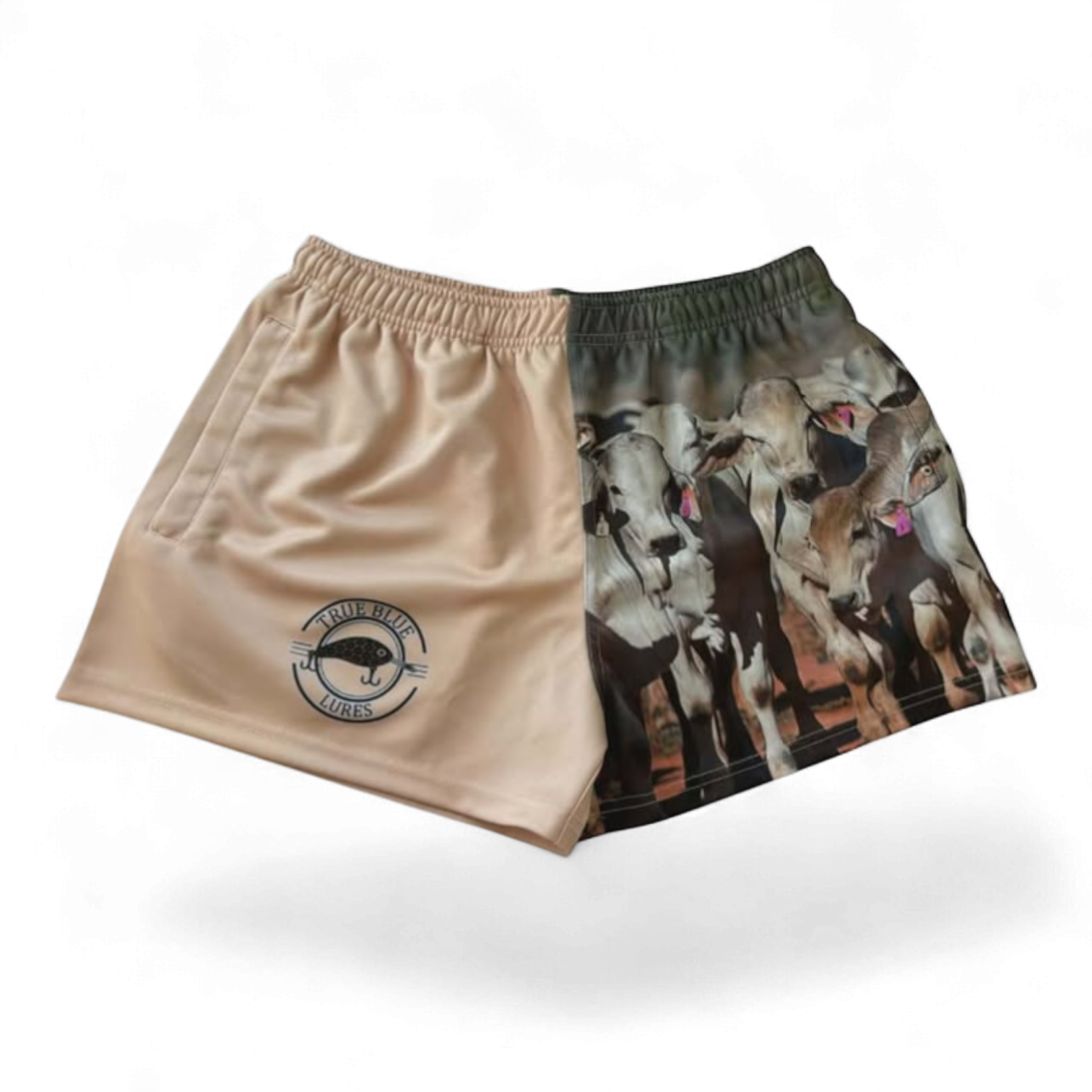 TRUE BLUE LURES FOOTY SHORT WITH ZIP POCKETS - BRAHAM COW