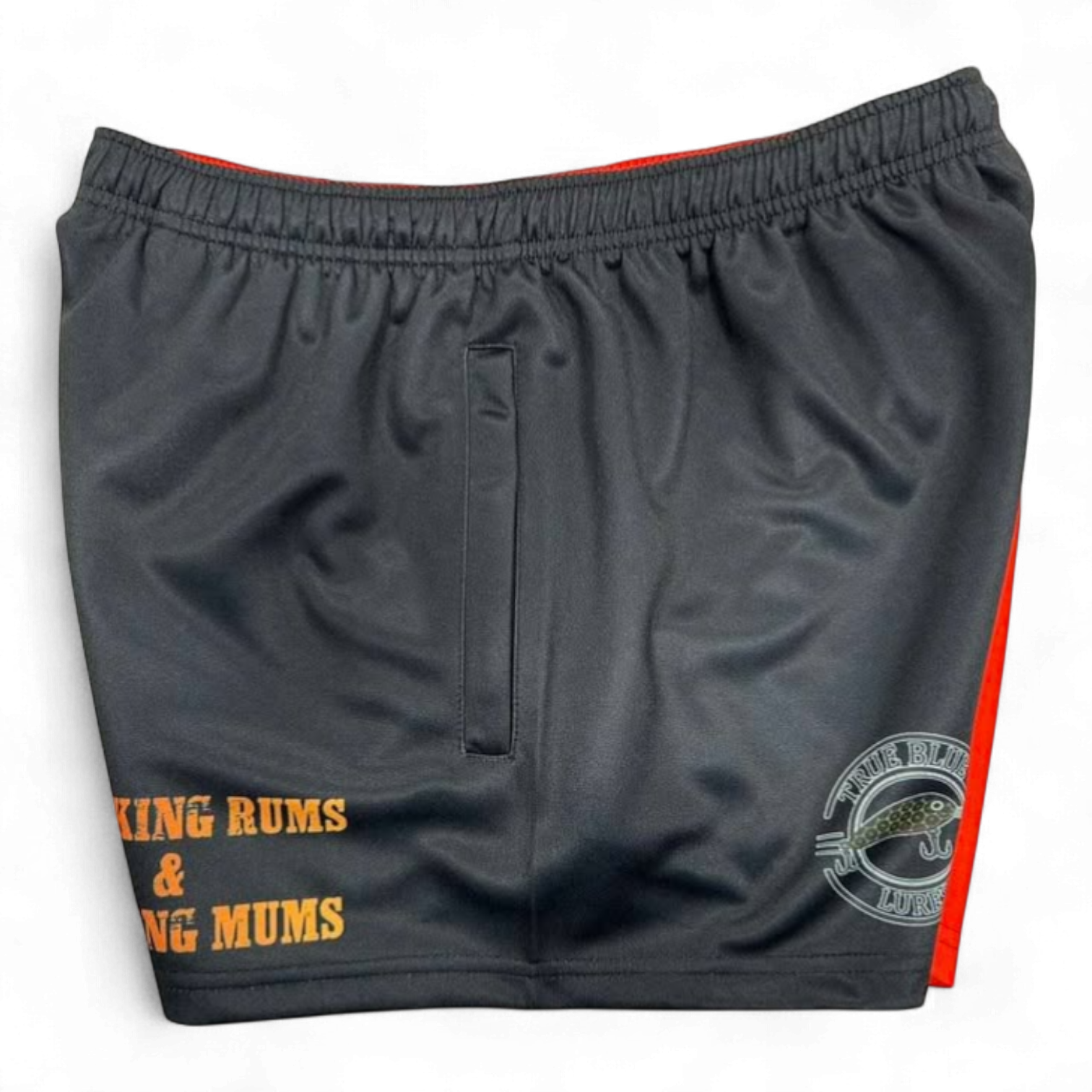 TRUE BLUE LURES FOOTY SHORT WITH ZIP POCKETS - BUNDABERG