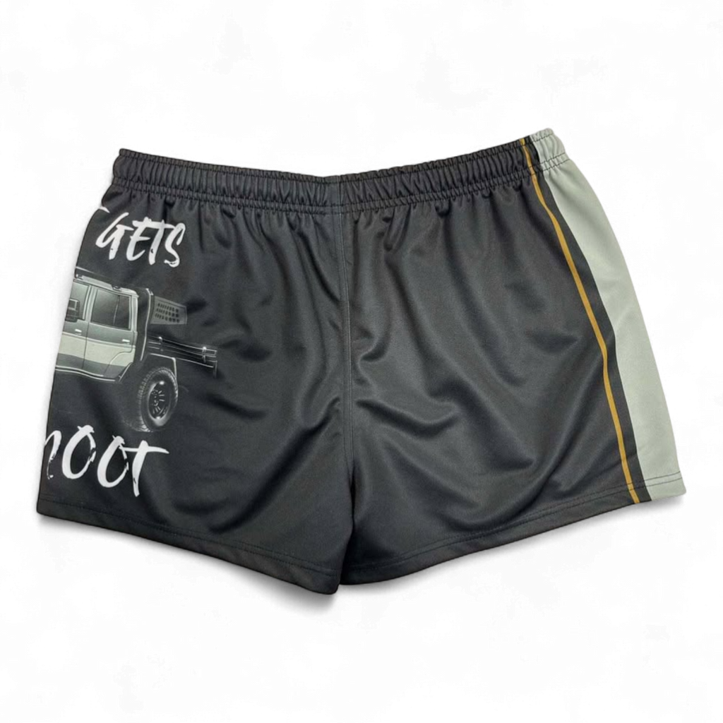 TRUE BLUE LURES FOOTY SHORT WITH ZIP POCKETS - SOOT