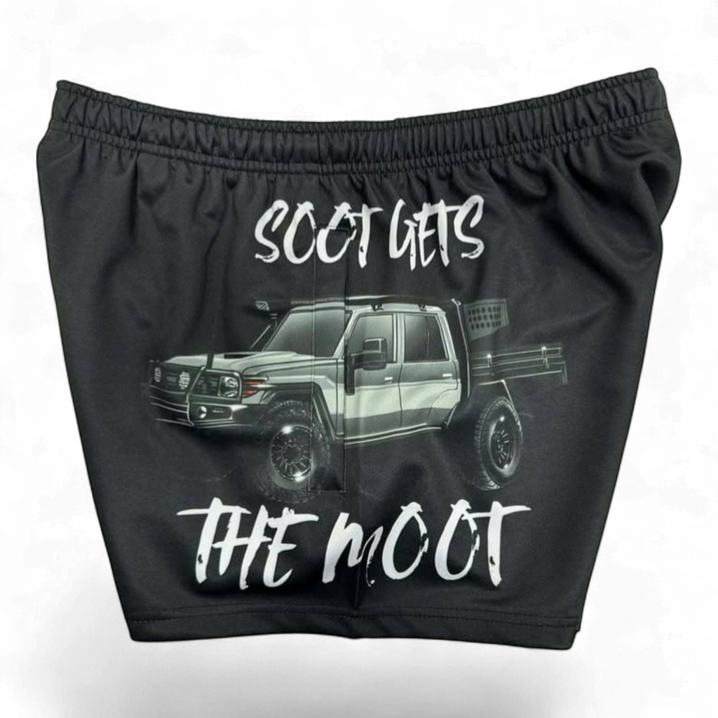 TRUE BLUE LURES FOOTY SHORT WITH ZIP POCKETS - SOOT