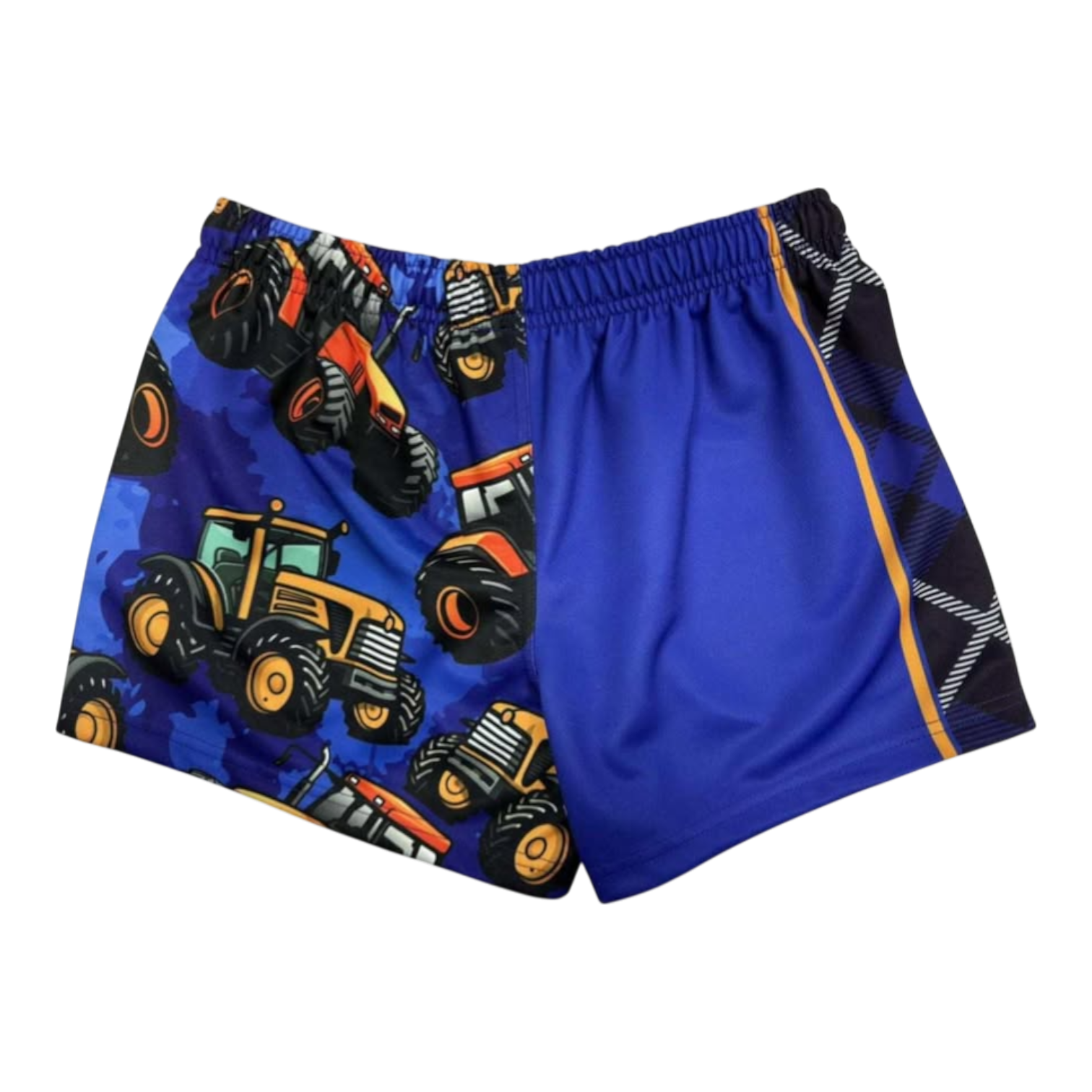 TRUE BLUE LURES FOOTY SHORT WITH ZIP POCKETS - TRACTORS