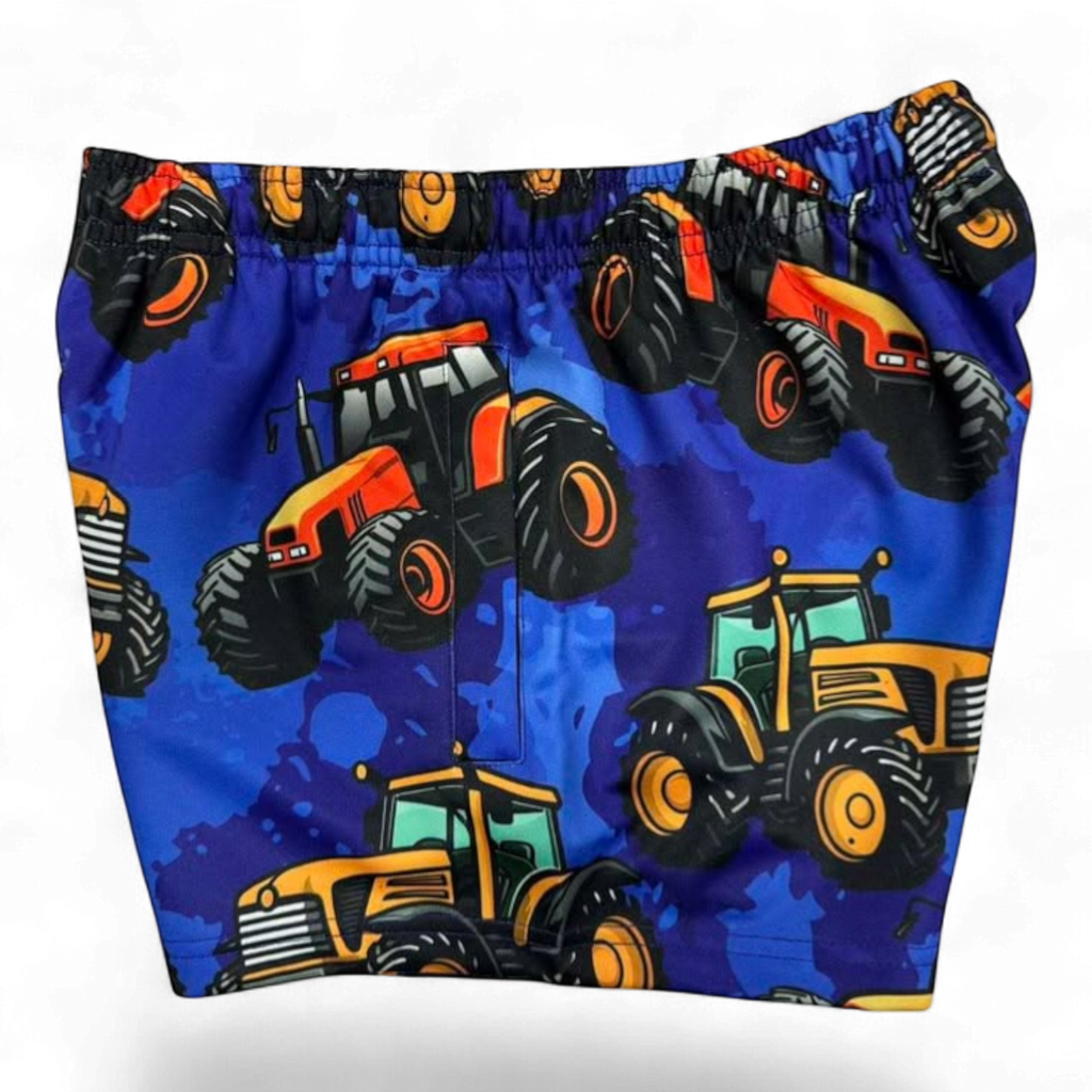 TRUE BLUE LURES FOOTY SHORT WITH ZIP POCKETS - TRACTORS