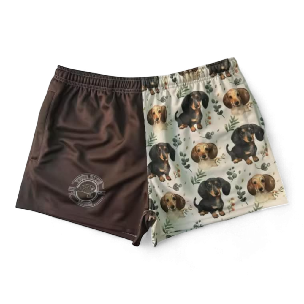 TRUE BLUE LURES FOOTY SHORT WITH ZIP POCKETS - DACHSHUNDS