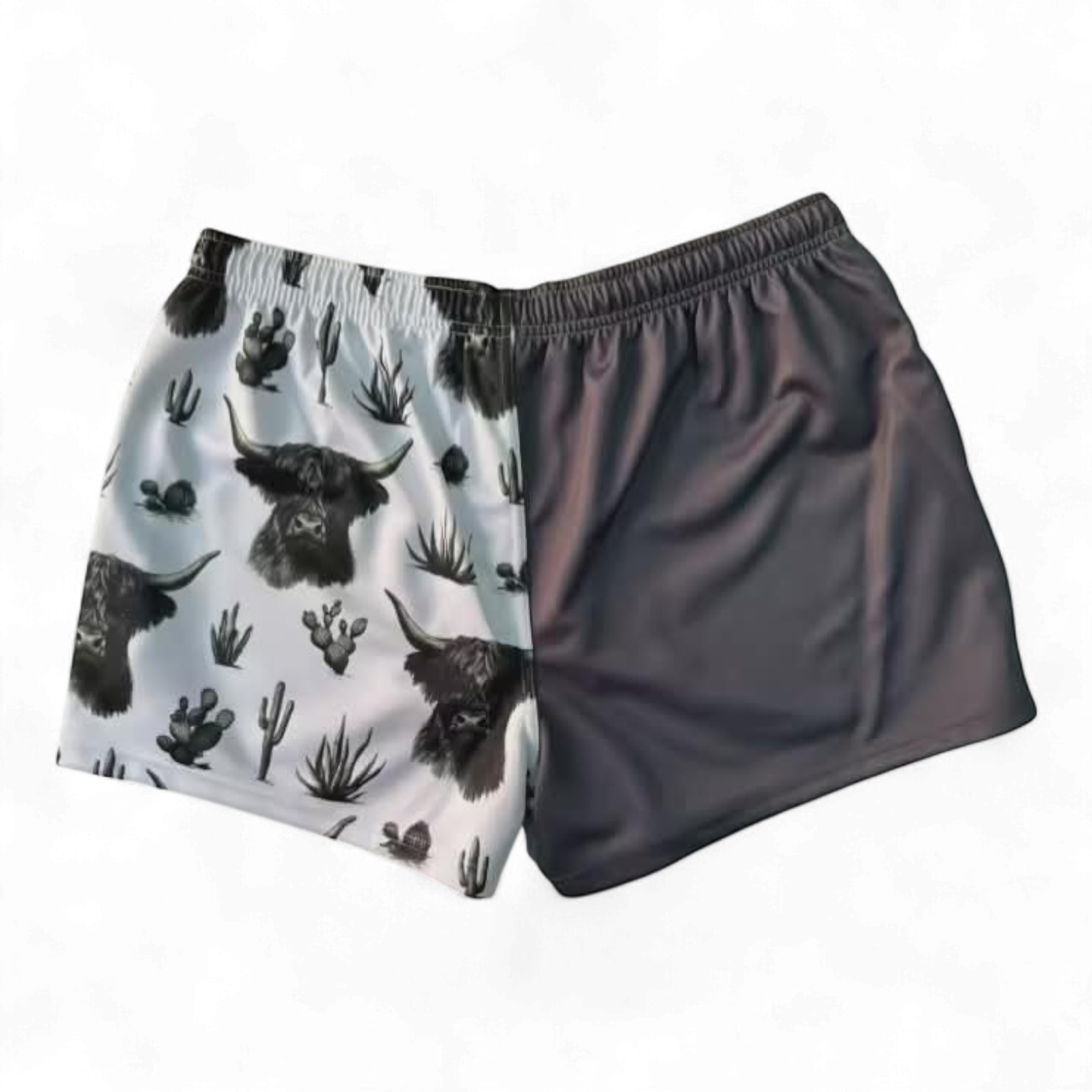 TRUE BLUE LURES FOOTY SHORT WITH ZIP POCKETS - HIGHLAND COW