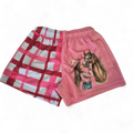 TRUE BLUE LURES FOOTY SHORT WITH ZIP POCKETS - PINK PLAID