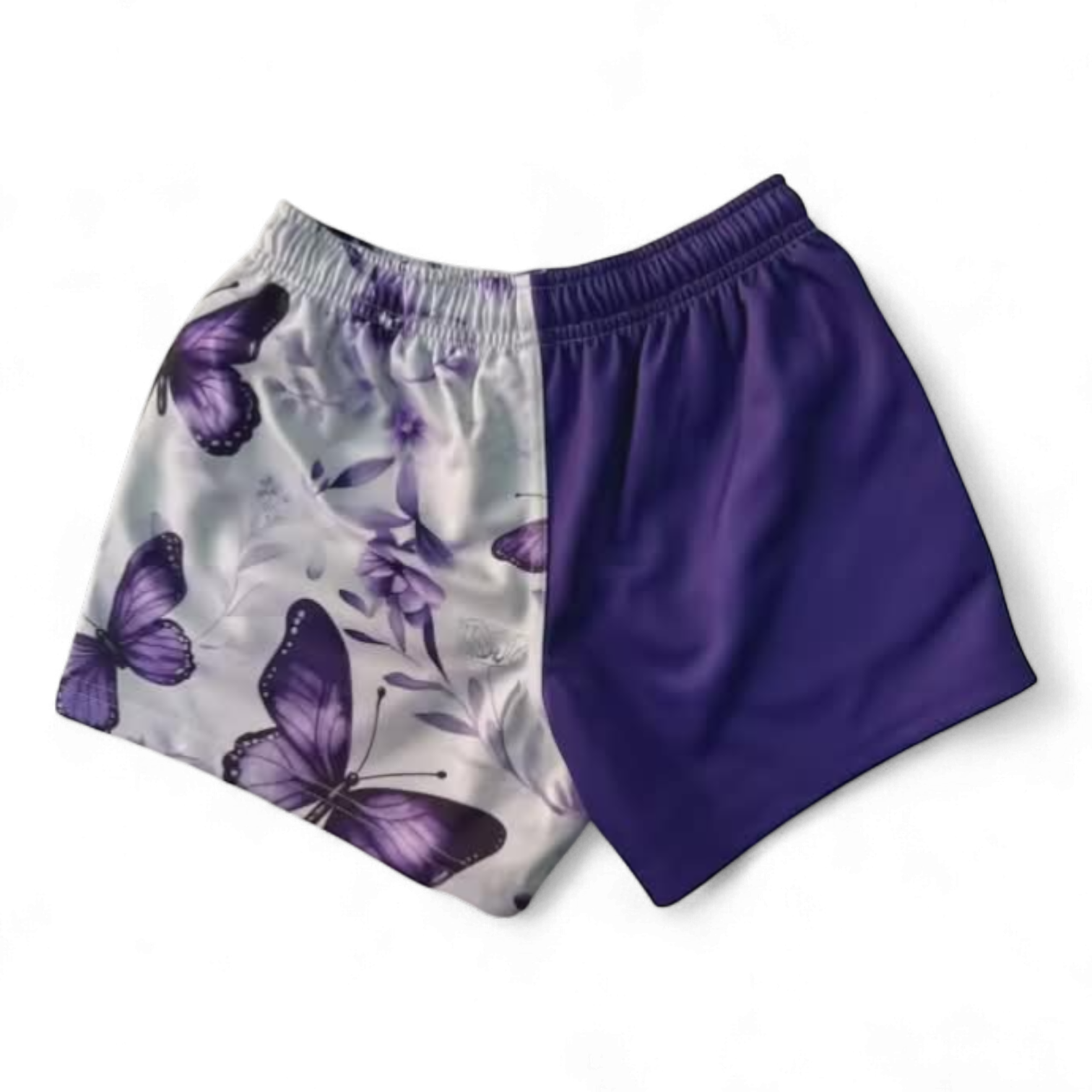 TRUE BLUE LURES FOOTY SHORT WITH ZIP POCKETS - PURPLE BUTTERFLYS