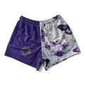 TRUE BLUE LURES FOOTY SHORT WITH ZIP POCKETS - PURPLE BUTTERFLYS