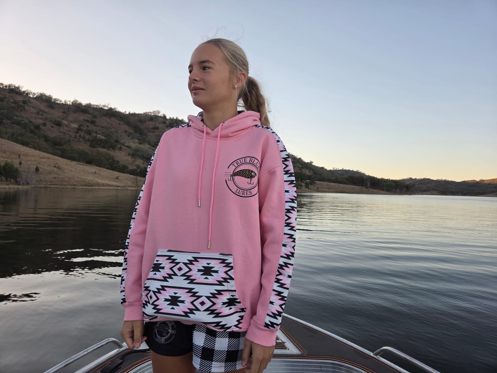 TRUE BLUE LURES HOODIES - PINK AZTEC