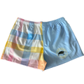 TRUE BLUE LURES FOOTY SHORT WITH ZIP POCKETS - BLUE PLAID