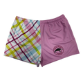 TRUE BLUE LURES FOOTY SHORT WITH ZIP POCKETS - PINK PLAID