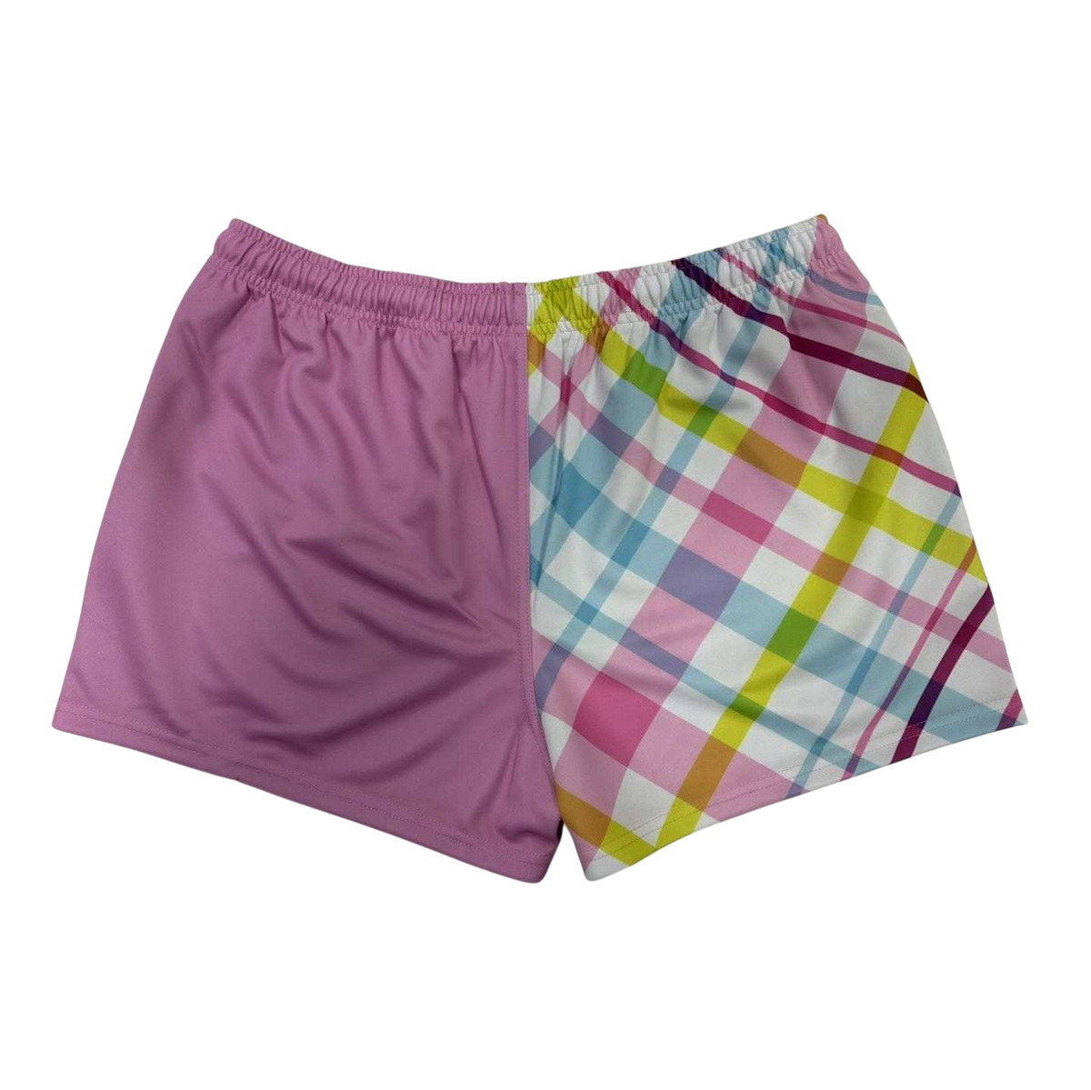 TRUE BLUE LURES FOOTY SHORT WITH ZIP POCKETS - PINK PLAID