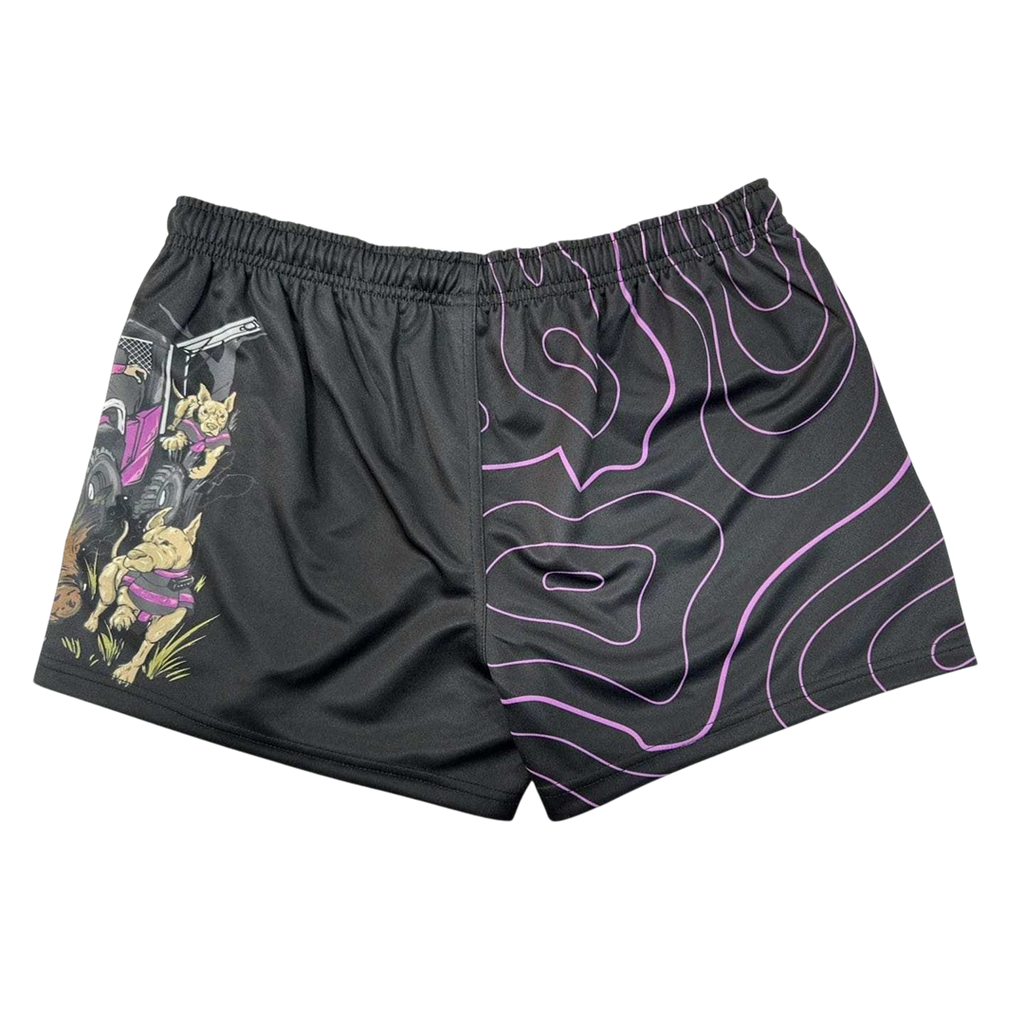 TRUE BLUE LURES FOOTY SHORT WITH ZIP POCKETS - PINK BUGGY