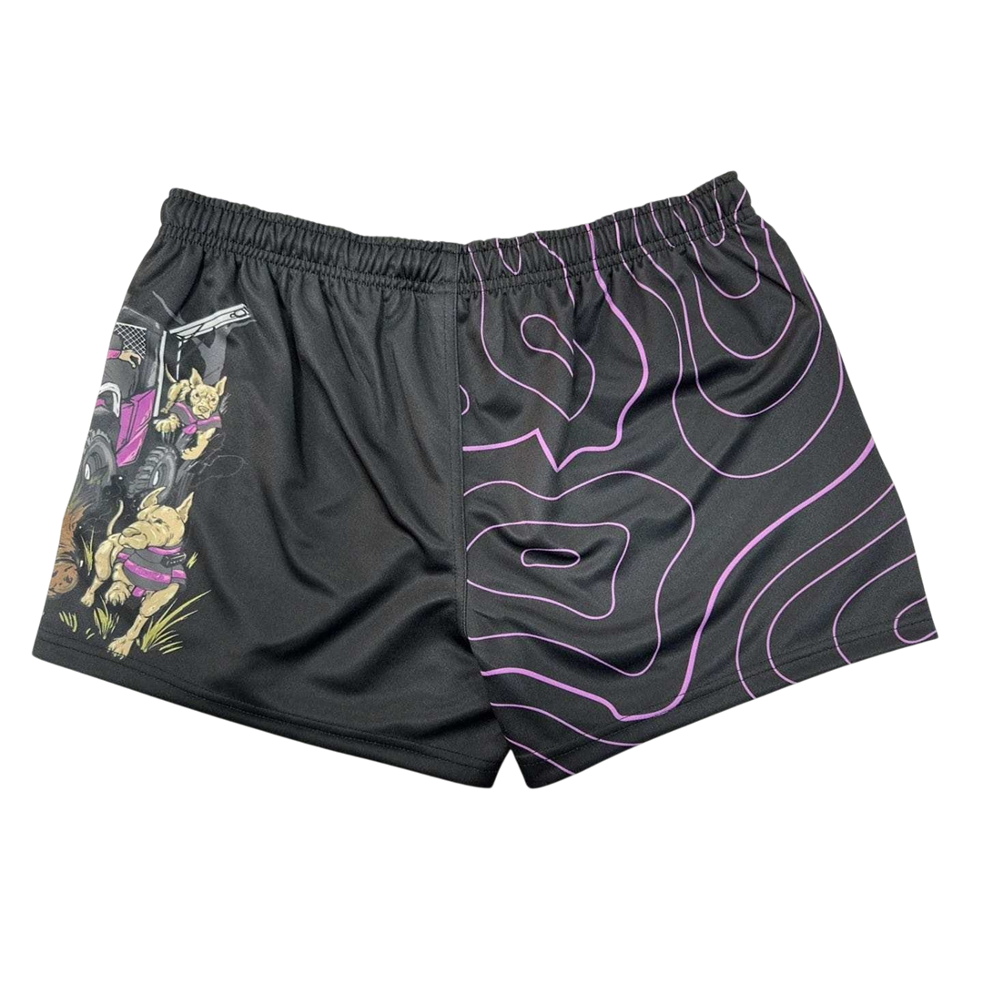 TRUE BLUE LURES FOOTY SHORT WITH ZIP POCKETS - PINK BUGGY