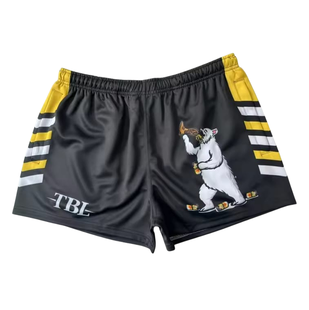 TRUE BLUE LURES FOOTY SHORT WITH ZIP POCKETS - BUNDY BEAR