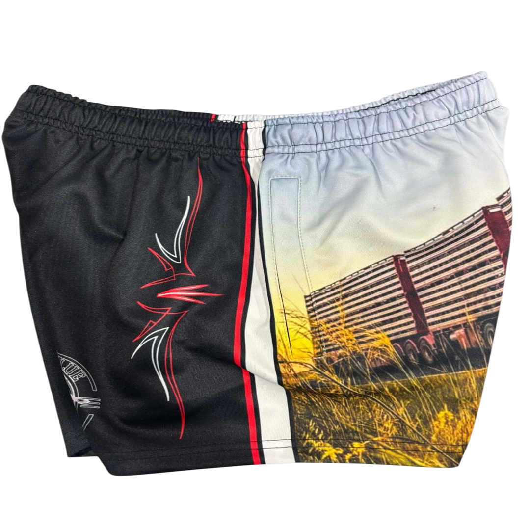 TRUE BLUE LURES FOOTY SHORT WITH ZIP POCKETS - SHEEP TRUCK