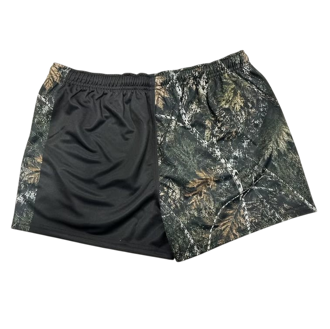 TRUE BLUE LURES FOOTY SHORT WITH ZIP POCKETS - REAL CAMOUFLAGE
